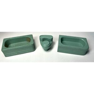 Vintage Strombecker Dollhouse Furniture Mint Green 2 Bathtubs‎ Potty Bathroom
